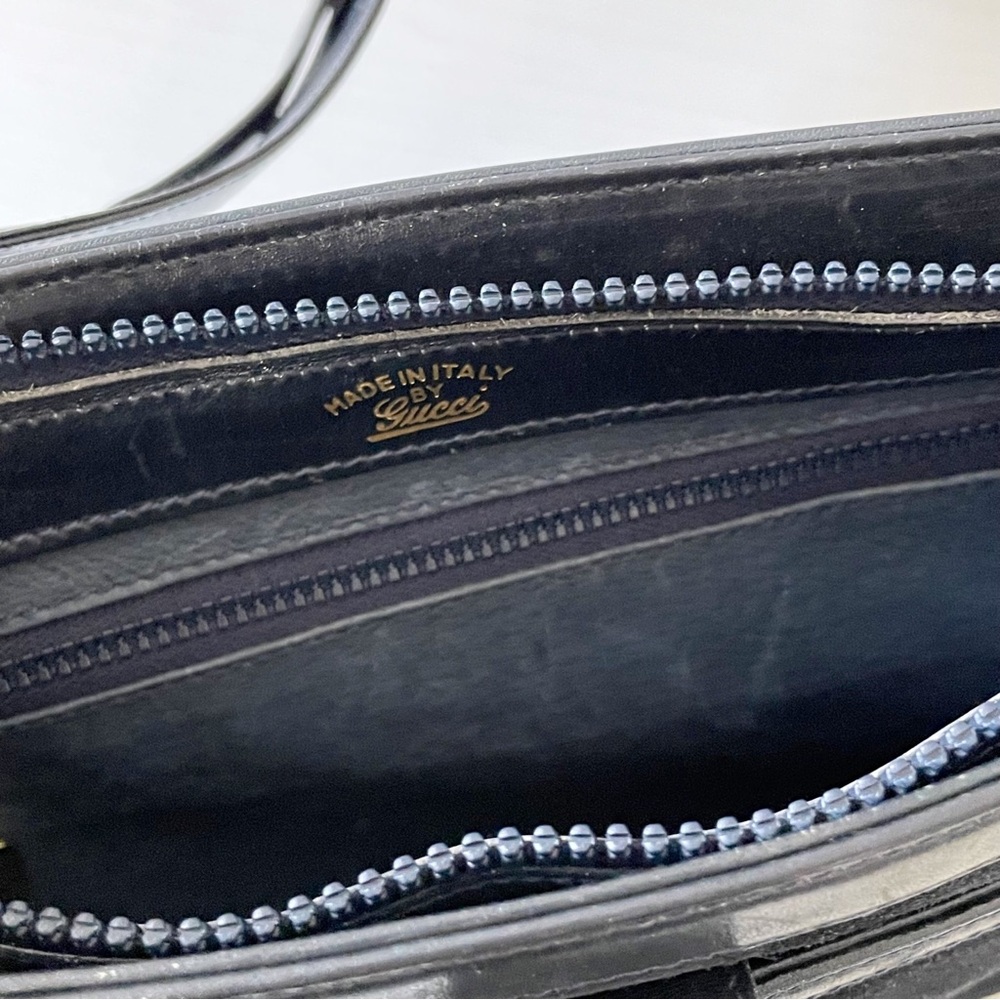 Gucci navy blue suede and leather vintage shoulder bag rare - Picture 9 of 12